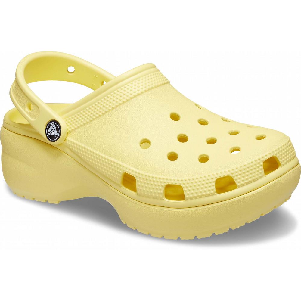 Yellow Women's Crocs Classic Platform Clog Wedges | NZ 0644ZUTG